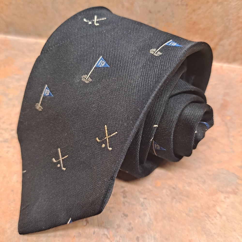 Vintage Polo by Ralph Lauren Navy 19th Hole Golf Tie 55" X 3" - Picture 2 of 7